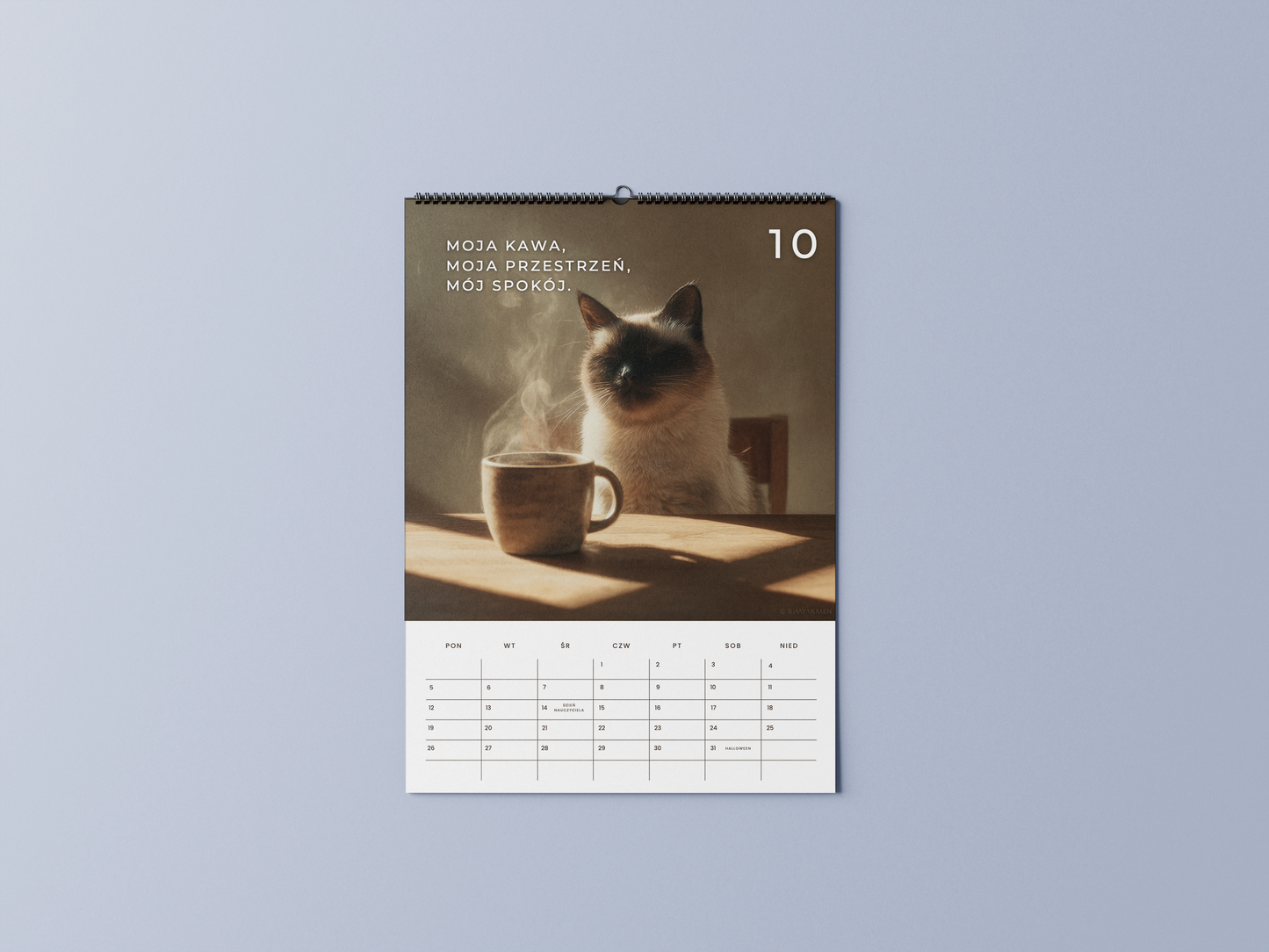 koty pijące kawusie - kalendarz ścienny A3 2026