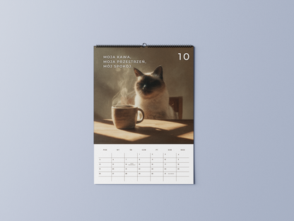 koty pijące kawusie - kalendarz ścienny A3 2026