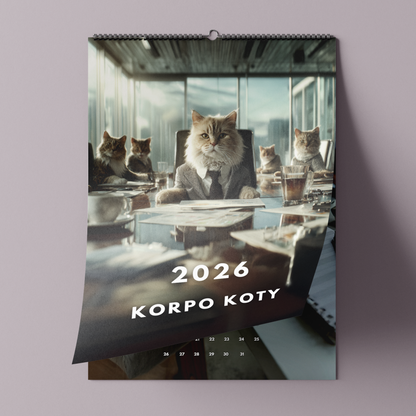 koty w korpo - kalendarz ścienny A3 2026