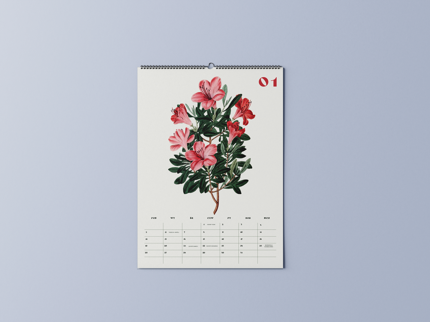 vintage kwiaty - kalendarz ścienny A3 2026