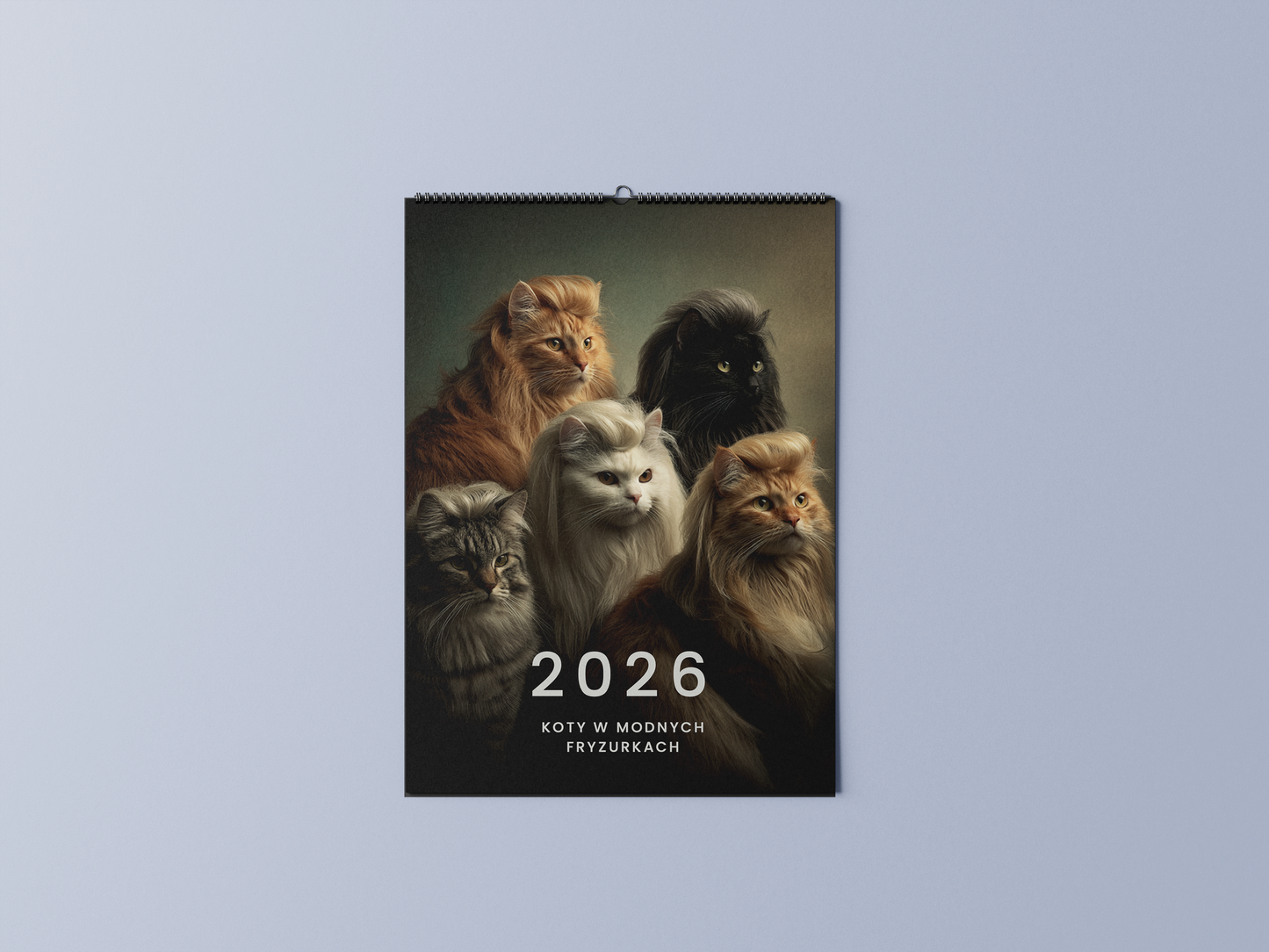 koty w modnych fryzurkach - kalendarz ścienny A3 2026