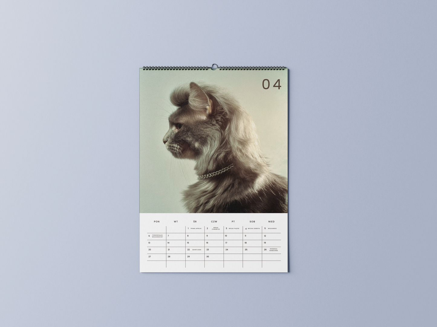 koty w modnych fryzurkach - kalendarz ścienny A3 2026
