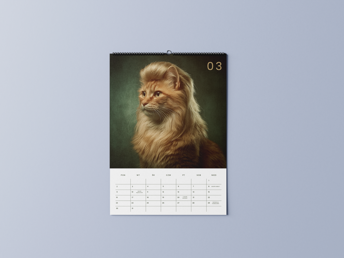 koty w modnych fryzurkach - kalendarz ścienny A3 2026