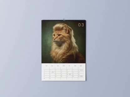 koty w modnych fryzurkach - kalendarz ścienny A3 2026
