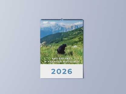 psy robiące kupę w pięknych miejscach - kalendarz ścienny A3 2026