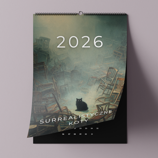 surrealistyczne koty - kalendarz ścienny A3 2026